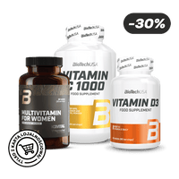 Vitamin C1000 + Vitamin D3 + Multivitamin For Women from organic sources - BioTechUSA Poland