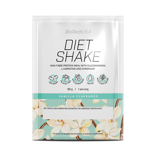 Diet Shake firmy BioTechUSA to bogaty w błonnik białkowy napój w proszku zawierający super składniki odżywcze, o niskiej zawartości tłuszczu, bez oleju palmowego.
